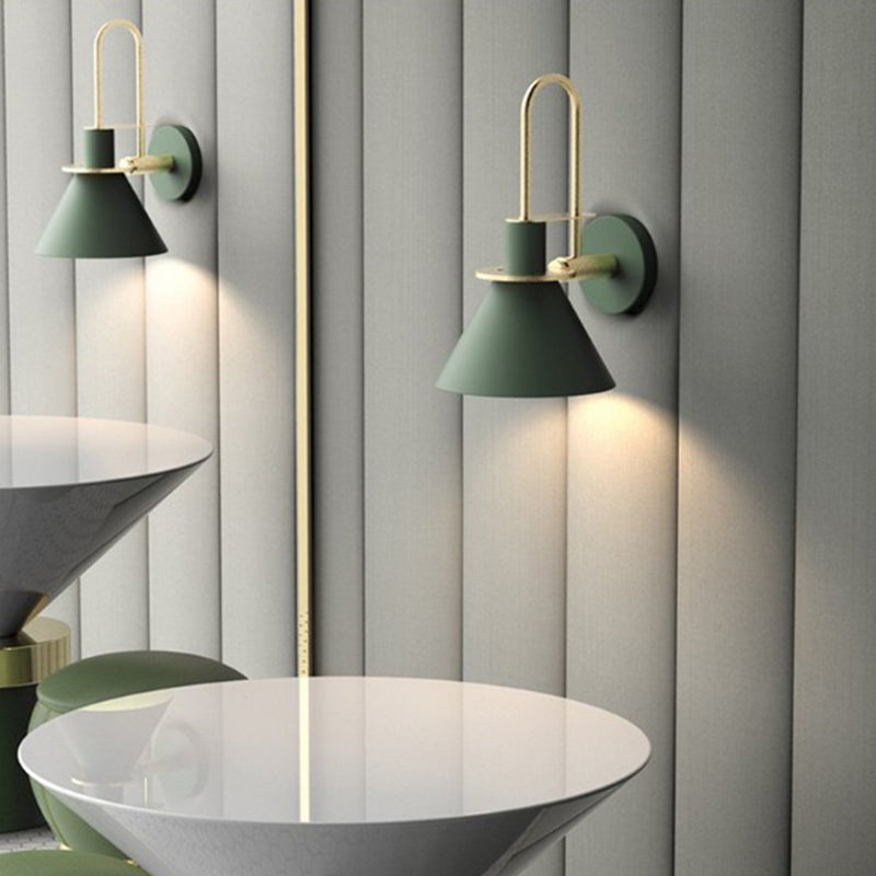 Nordic Iron Shade Wall Sconce Flared Shaped Macaron Color 1-Head Wall Light
