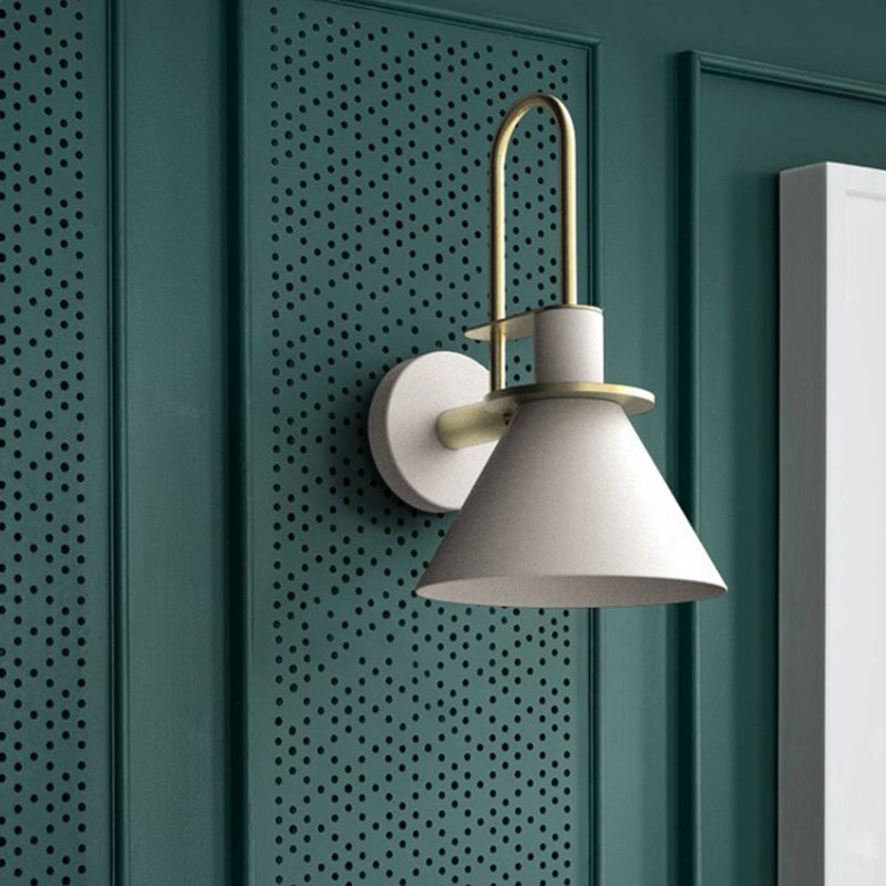 Nordic Iron Shade Wall Sconce Flared Shaped Macaron Color 1-Head Wall Light