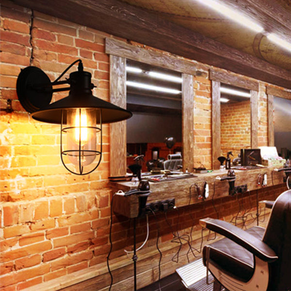 Luz de la pared industrial de pared de pared de metal negro para el restaurante de la cocina