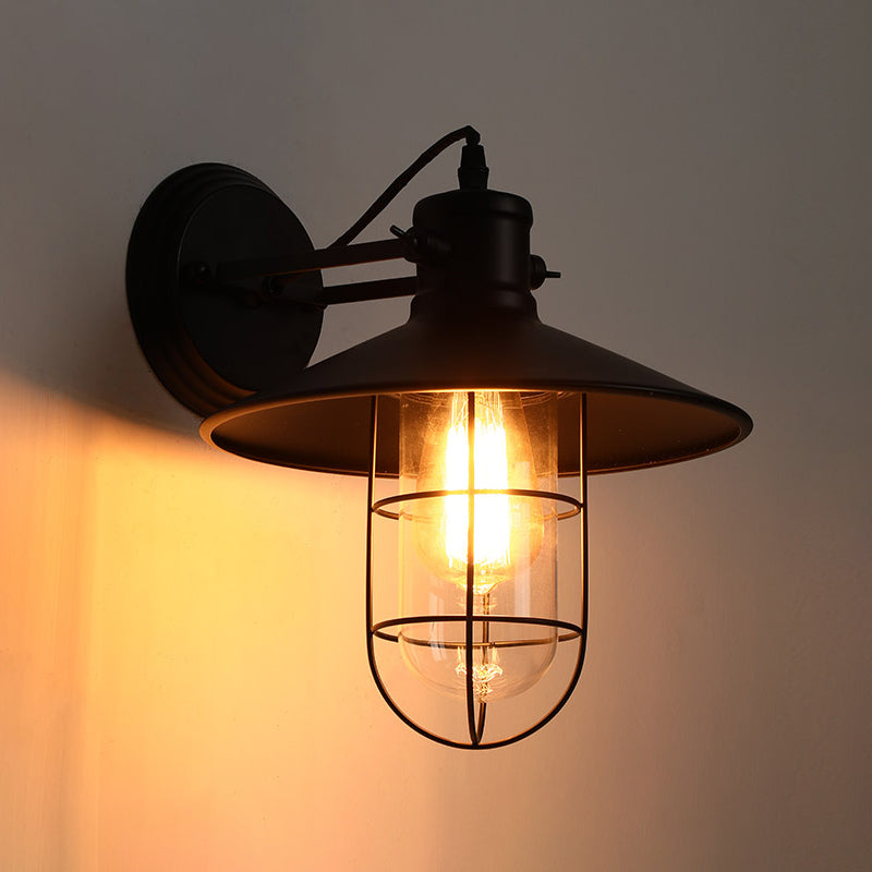 Luz de la pared industrial de pared de pared de metal negro para el restaurante de la cocina