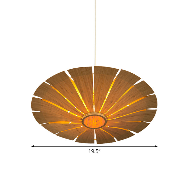 Deckenlampe Flying Saucer Asian Holz 19,5 "/27,5" breit 1 Glühbirnenanpendelleuchte Leuchte