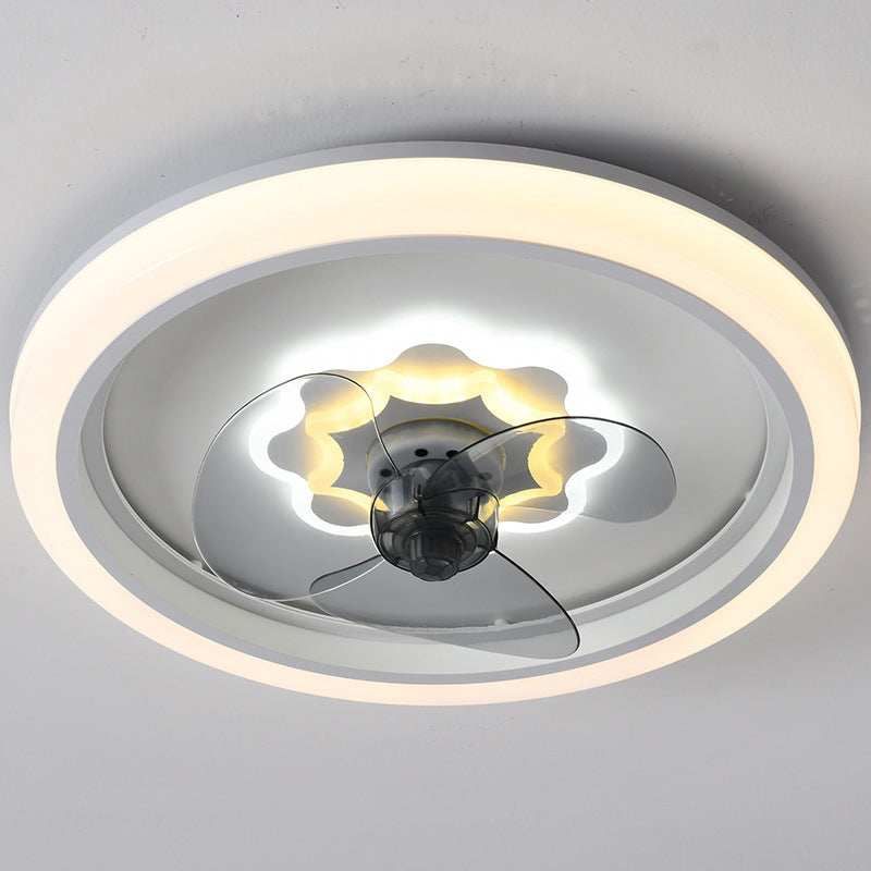 Schlafzimmer LED -Lüfterlampenlampe minimalistische weiße Halbflush -Licht mit kreisförmiger Acrylschatten