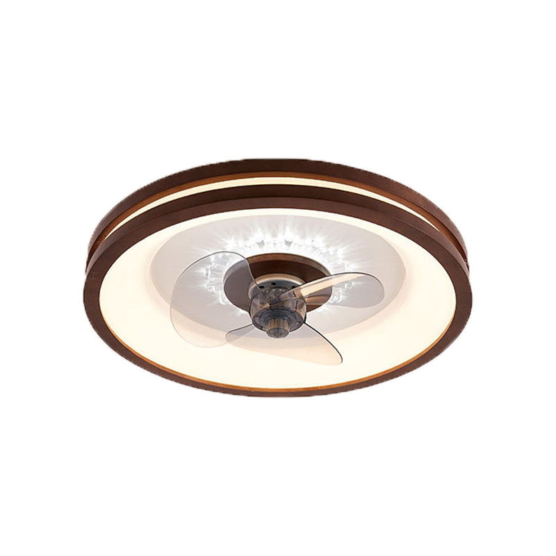 Nordische runde Deckenlüfter Lampe Naturholz Schlafzimmer LED SEMI Flush Mount Leuchte