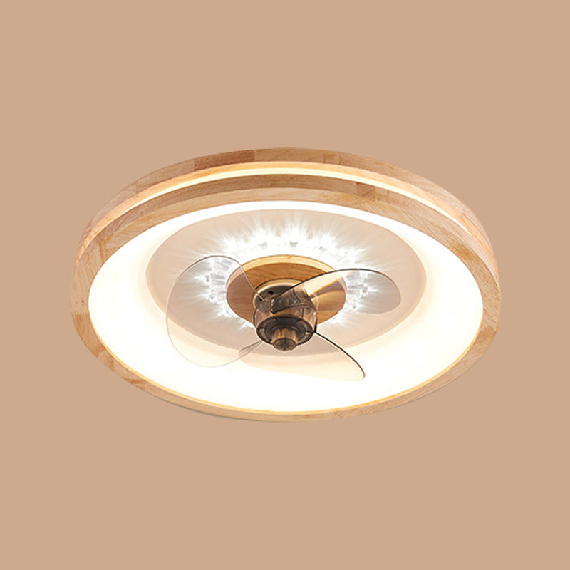 Nordische runde Deckenlüfter Lampe Naturholz Schlafzimmer LED SEMI Flush Mount Leuchte