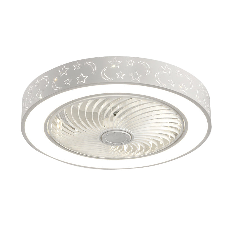 Tel-outs White Round Fan Light LED Contemporary Metal Semi Flush Soffio Light