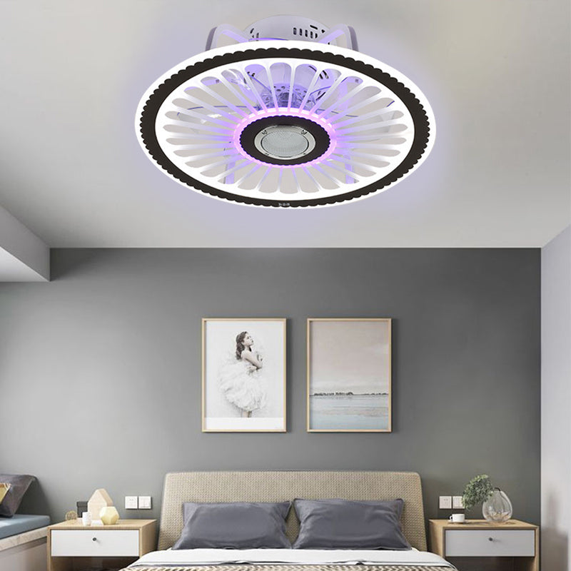 Light Acrilico della ventola per altoparlanti Bluetooth rotondo minimalista della camera da letto acrilico semifulò lampada montata
