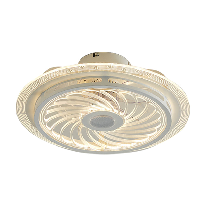 Light Acrilico della ventola per altoparlanti Bluetooth rotondo minimalista della camera da letto acrilico semifulò lampada montata