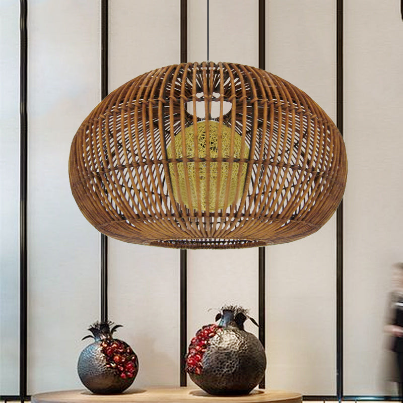 1 Head Restaurant Anhänger Lamp Asia Kaffee Hanging Leuchte mit Laternen -Rattan -Schatten
