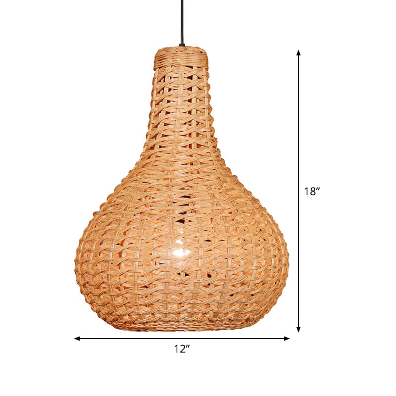 1 mit dem Kopf bearbeitete hängende helle leichte japanische rattan hängende Lichtleuchte in Beige