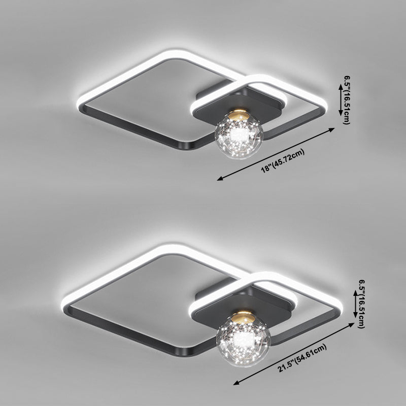 3-Lights Square Shade Flush Mount Modern Style Flush Mount Ceiling Lighting Fixture