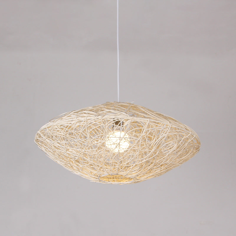 1 Head Teaehouse Hanging Light Asian Black/White Anhänger Beleuchtung mit Laternen -Rattan -Schatten