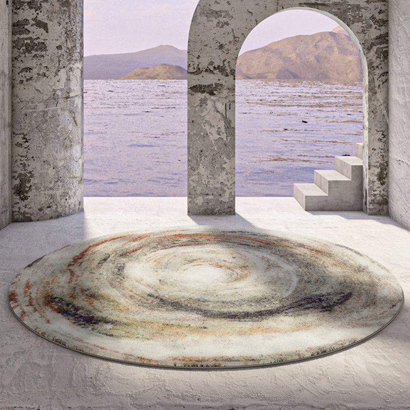 Fancy Modern Area Rug Beige Tie-Dye Pattern Polyester Area Carpet Non-Slip Rug for Living Room