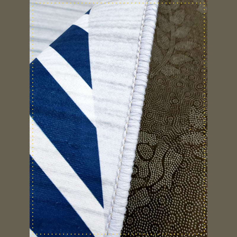 Blue Floral Pattern Rug Modern Polyester Area Carpet Anti-Slip Washable Rug for Home Decor