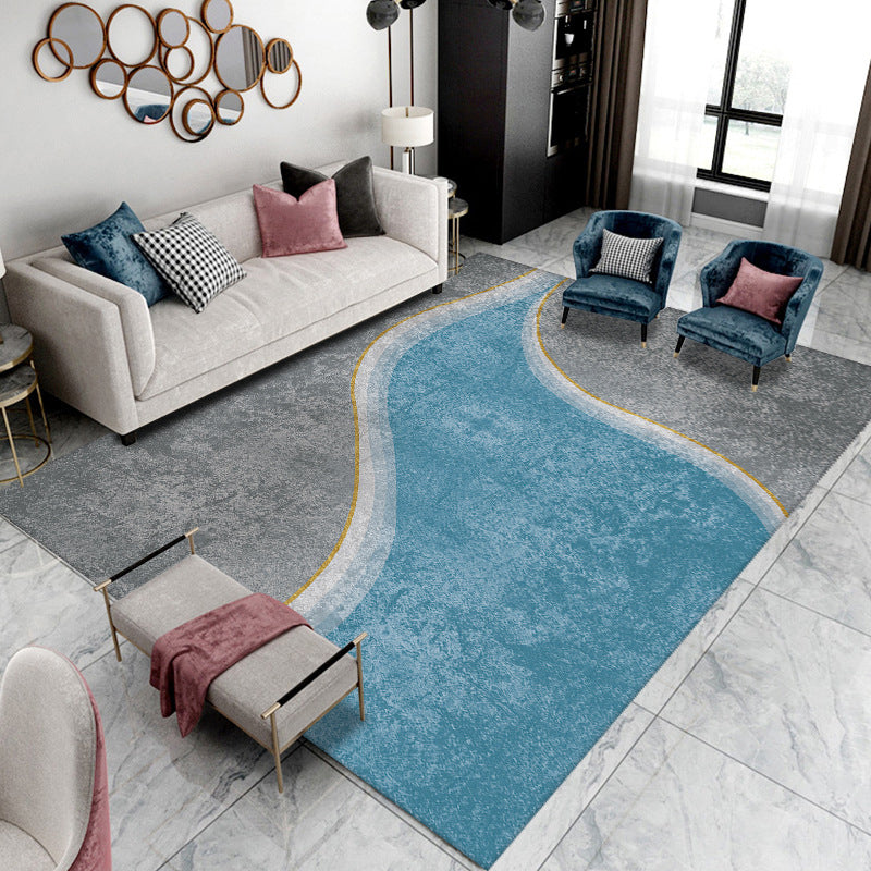 Dark Grey Modern Rug Polyester Circle Indoor Rug Stain Resistant Rug for Living Room