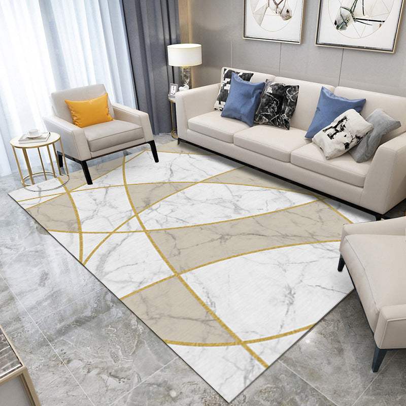 Modern Abstract Pattern Area Rug Washable Living Room Carpet Polyester Rug with Non-Slip Backing