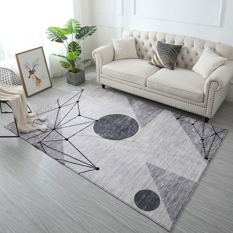 Beige Modern Rug Polyester Graphic Striped Area Rug Non-Slip Backing Rug for Living Room