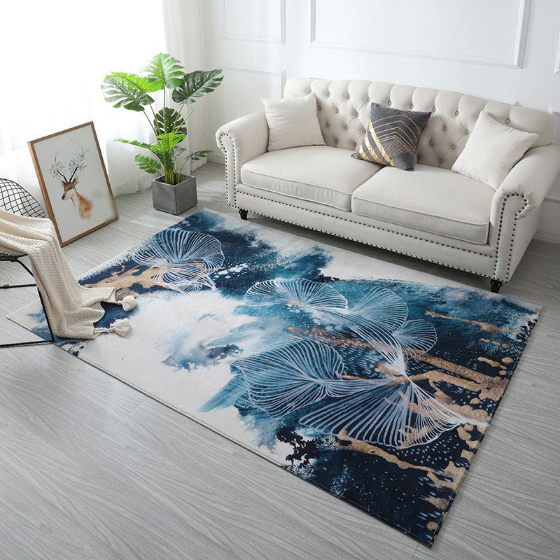 Beige Modern Rug Polyester Graphic Striped Area Rug Non-Slip Backing Rug for Living Room