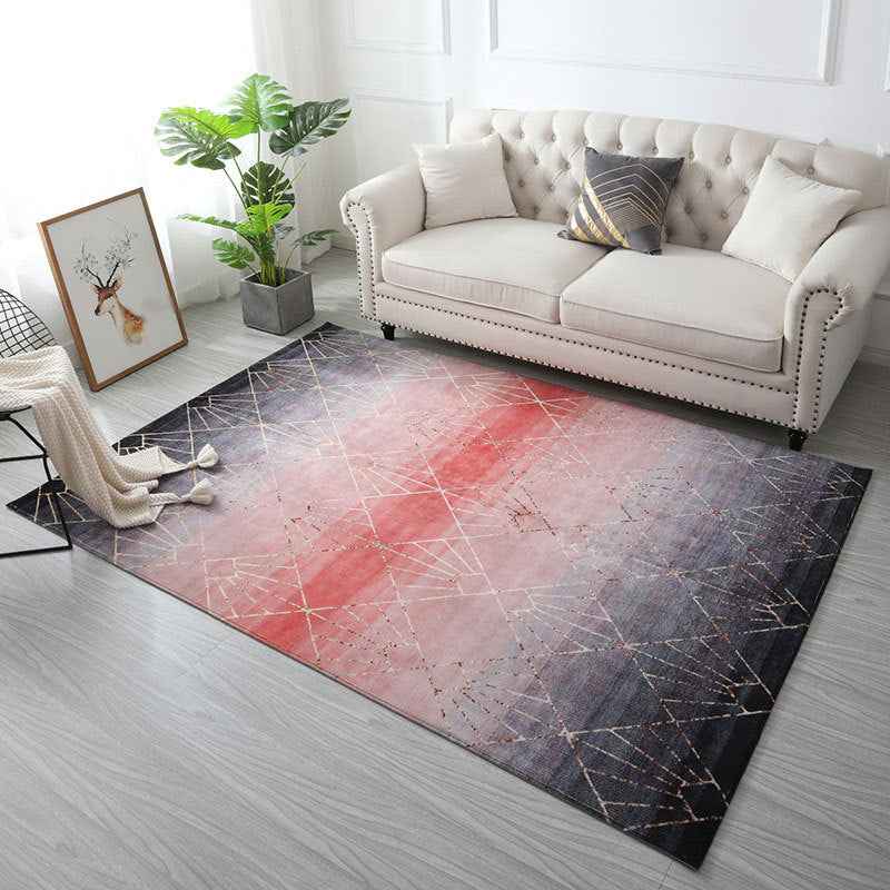 Beige Modern Rug Polyester Graphic Striped Area Rug Non-Slip Backing Rug for Living Room
