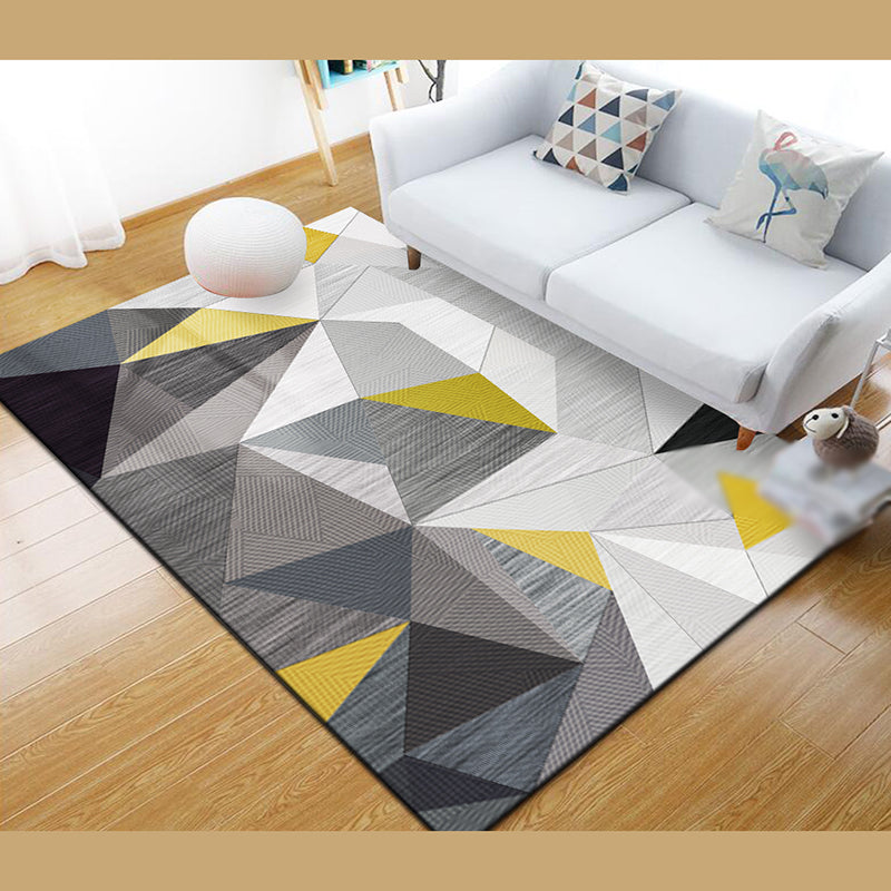 Contemporary Geometric Pattern Carpet Polyester Rug Non-Slip Backing Indoor Carpet for Living Room
