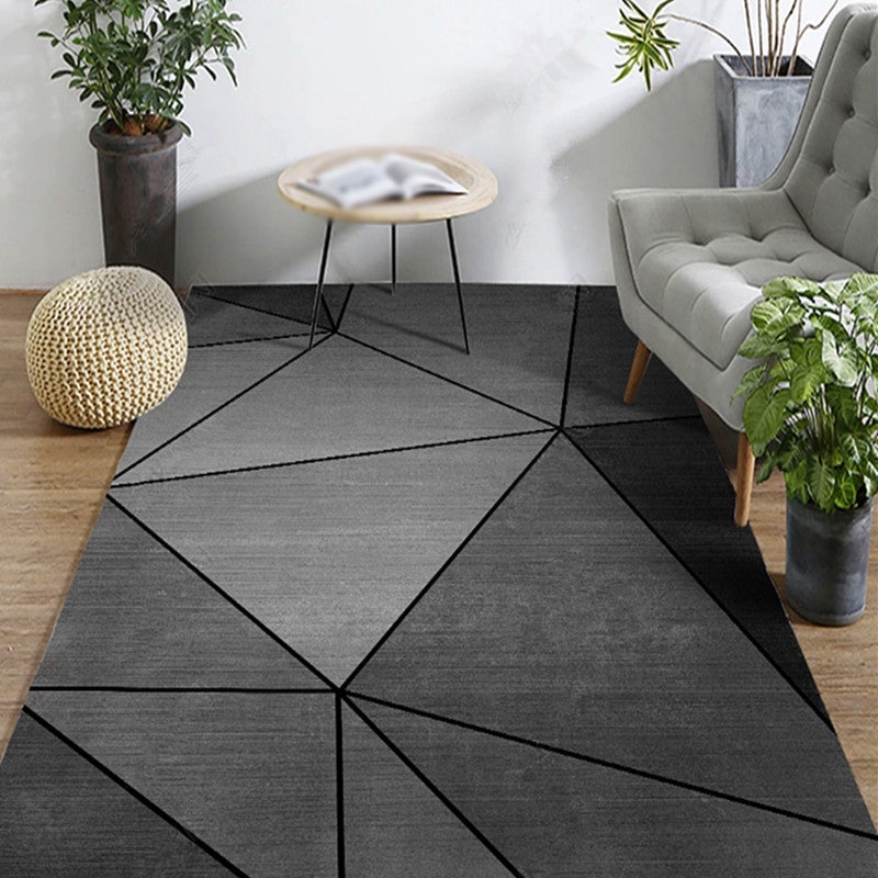 Contemporary Geometric Pattern Carpet Polyester Rug Non-Slip Backing Indoor Carpet for Living Room