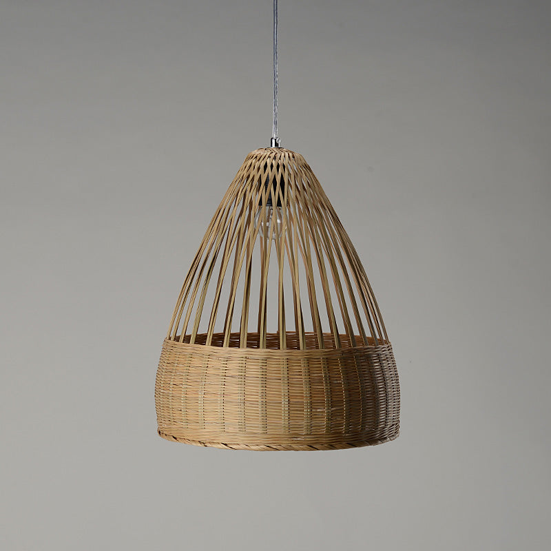 Hand-Woven Bamboo Pendant Lighting Japanese 1 Head Flaxen Ceiling Suspension Lamp