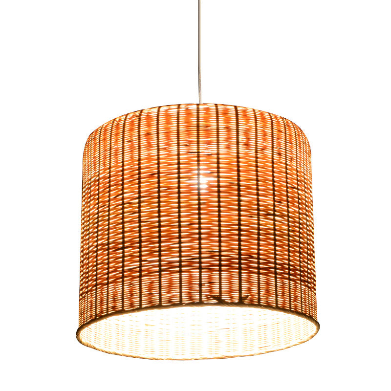 1 tête d'éclairage cylindrique de la tête lampe suspendue au plafond de bambou chinois en lin