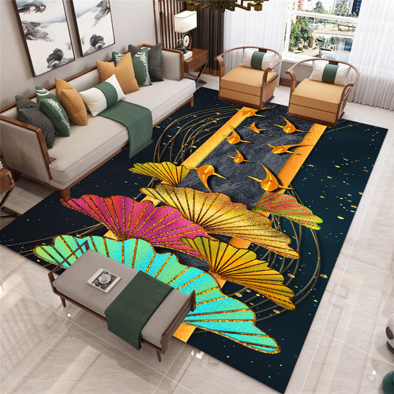 Blue Animals Print Area Rug Modern Polyester Area Carpet Anti-Slip Easy Care Rug for Home Decor