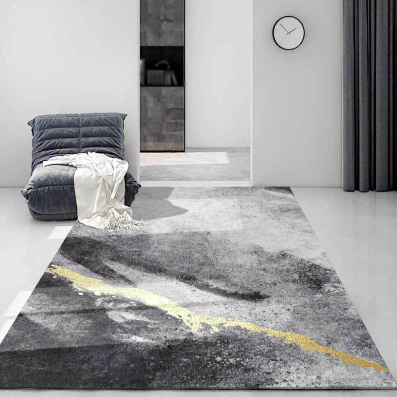 Black Modern Rug Polyester Graphic Indoor Rug Washable Area Rug for Home Decoration