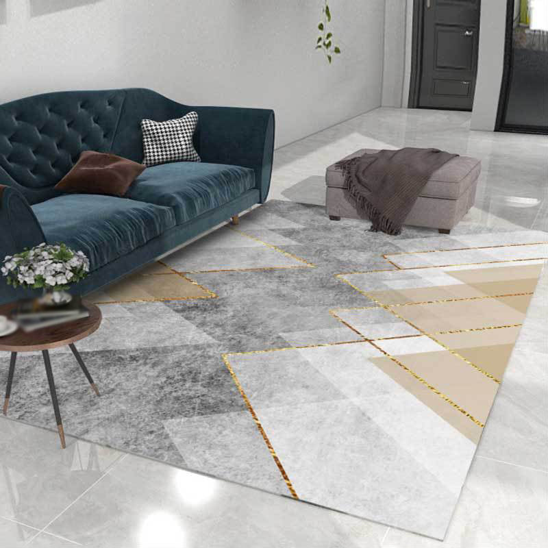 Black Modern Rug Polyester Graphic Indoor Rug Washable Area Rug for Home Decoration