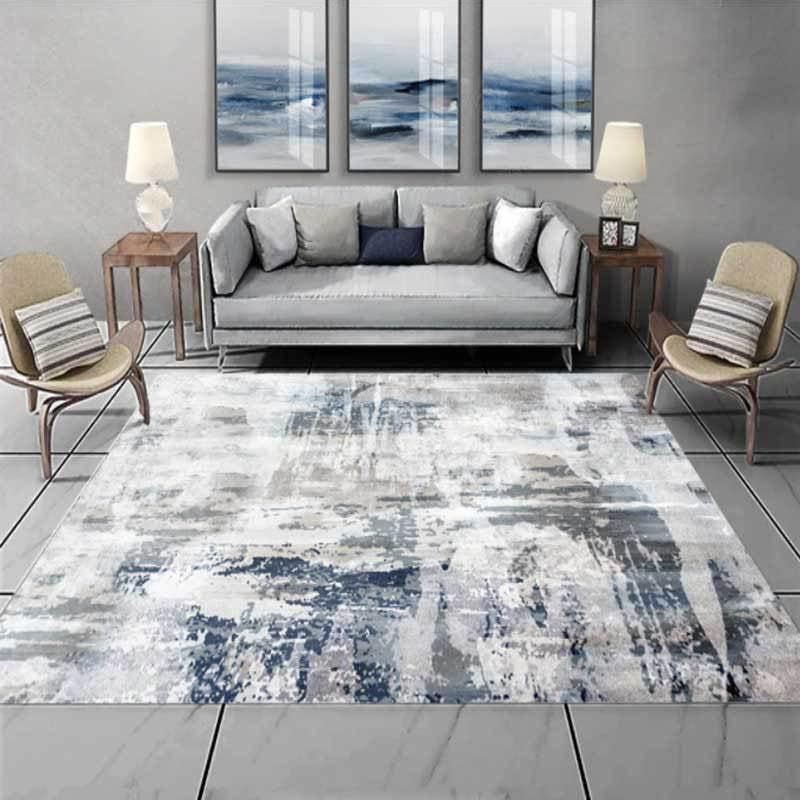 Black Modern Rug Polyester Graphic Indoor Rug Washable Area Rug for Home Decoration