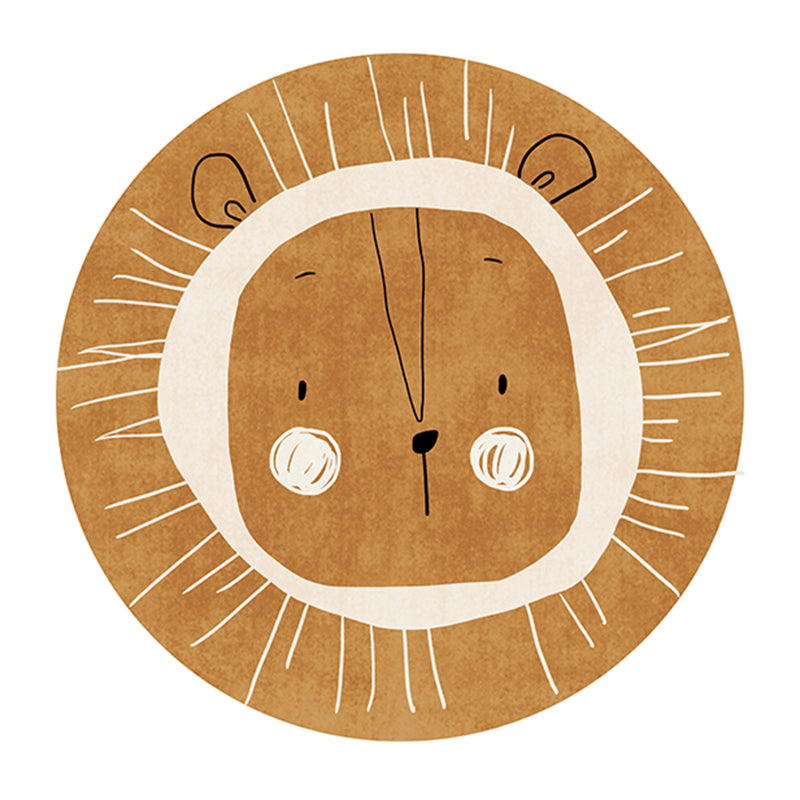 Round Cartoon Rug Modern Polyester Indoor Rug Stain Resistant Washable Area Carpet for Home Decor