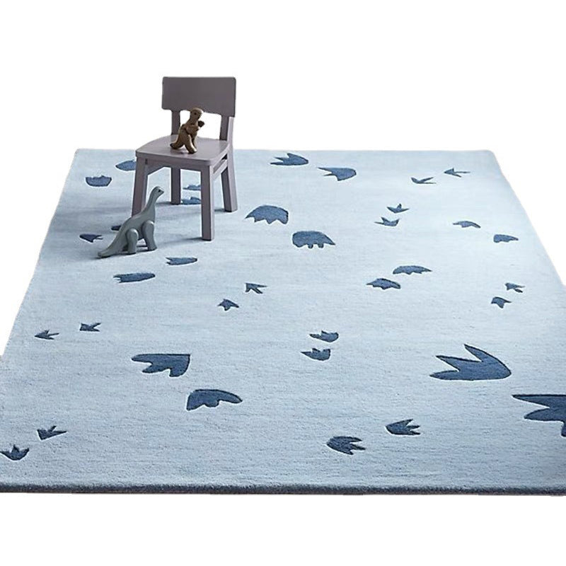 Blue Modern Area Rug Graphic Pattern Polyester Area Carpet Non-Slip Backing Rug for Home Decor