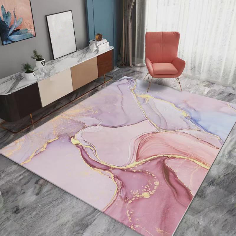 Pink Modern Carpet Polyester Graphic Carpet Stain Resistant Carpet for Home Decoration