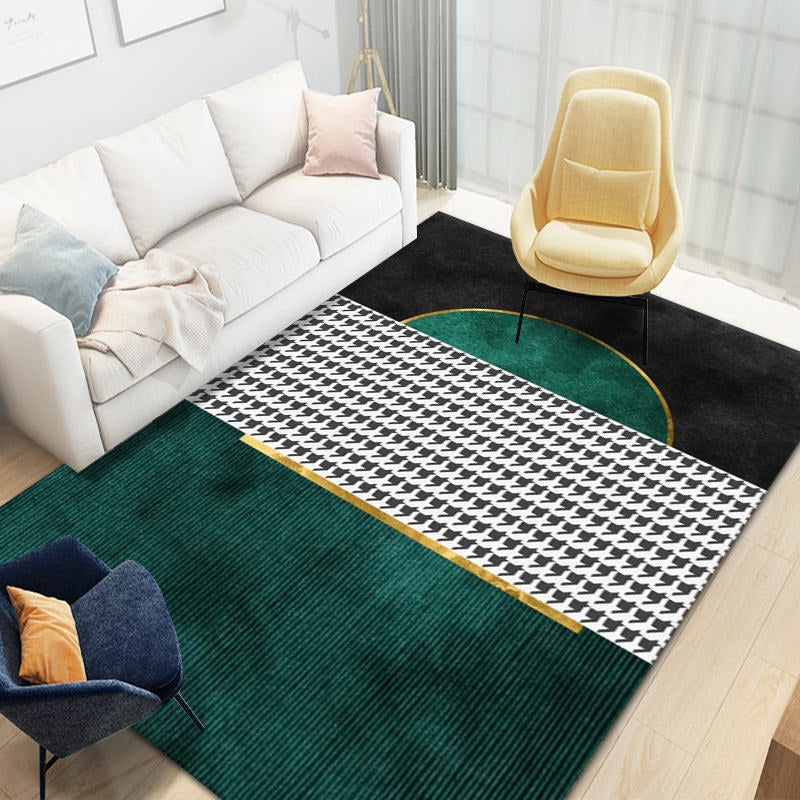 Groen modern vloerkleed kleurblok polyester gebied tapijt vlekbestendig kleed voor woningdecoratie