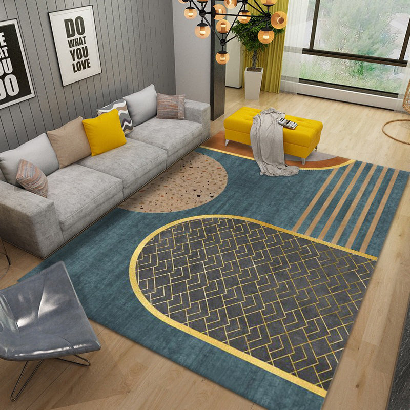 Orange Modern Carpet Polyester Striped Carpet Non-Slip Backing Carpet for Home Decor