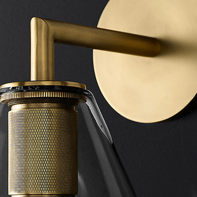 1 Light Wall Light Industrial Style Cone Shade Glass Wall Light Sconce