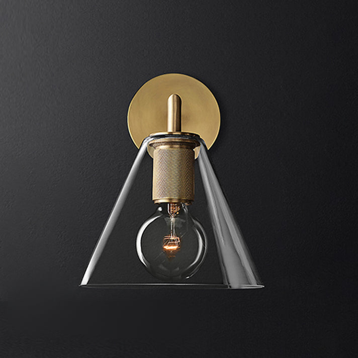 1 Light Wall Light Industrial Style Cone Shade Glass Wall Light Sconce