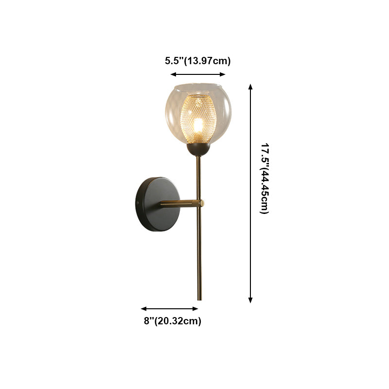 1-Light Round Shade Modern Simple Style Glass Wall Lighting Fixtures in Gold