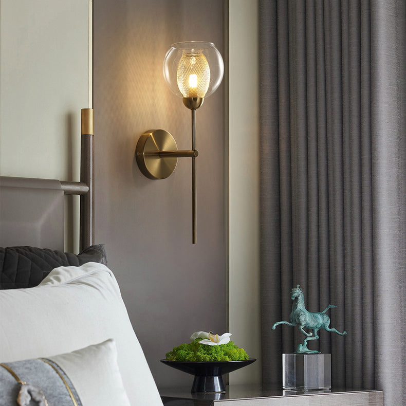 1-Light Round Shade Modern Simple Style Glass Wall Lighting Fixtures in Gold