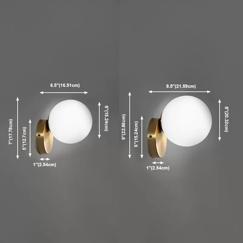 1-Light Round ShadeModern Simple Style Glass Wall Lighting Fixtures in Brass