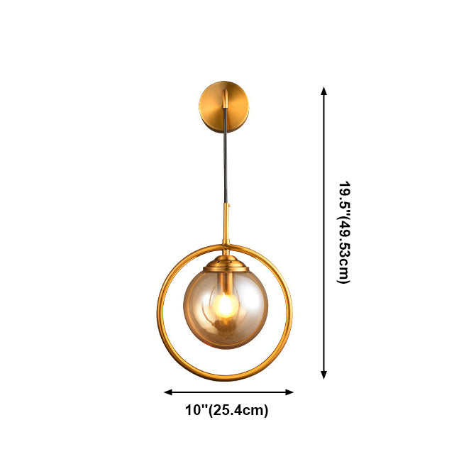 1-Light Round Shade Modern Style Glass Wall Lighting Fixtures en laiton pour le salon de la chambre