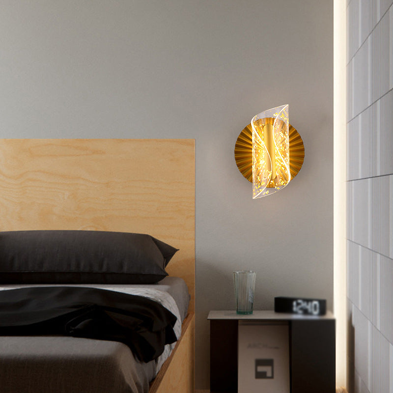 Modern Wall Sconce Lighting Metal Wall Sconce 1 Light Sconce Light Fixture in Gold