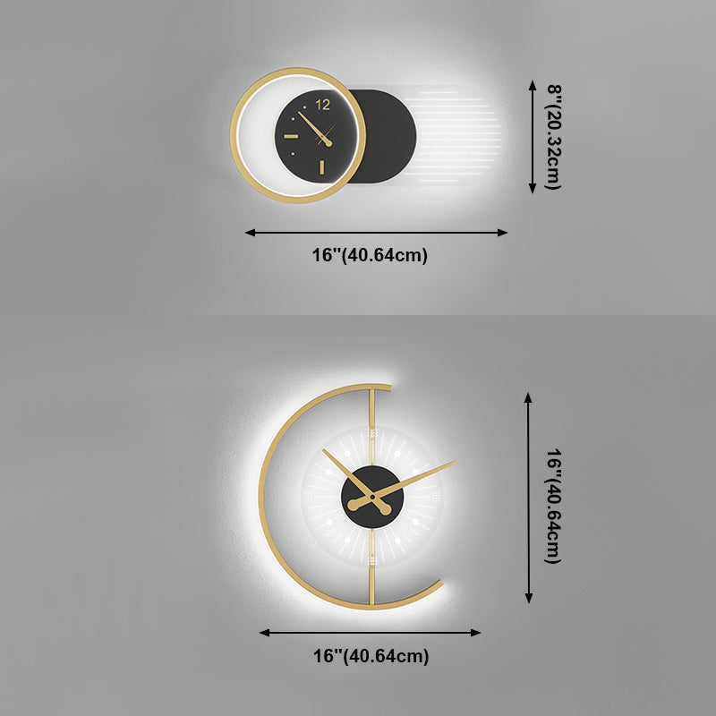 Approchons muraux d'horloge Lights Wall Modern Metal 1 Lumière Lumière d'éclairage en or