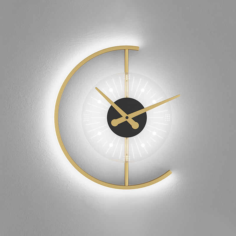 Approchons muraux d'horloge Lights Wall Modern Metal 1 Lumière Lumière d'éclairage en or