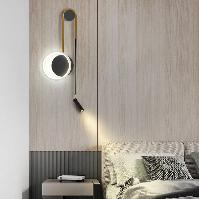 Circle Wall Sconce Lights Lampada da parete moderna Metal 2 Prontoni con pareti leggeri in bianco e nero