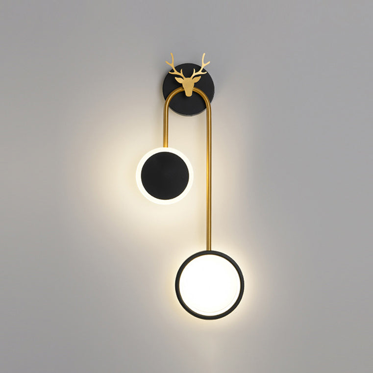 Circle Wall Sconce Lights Lampada da parete moderna Metal 2 Prontoni con pareti leggeri in bianco e nero