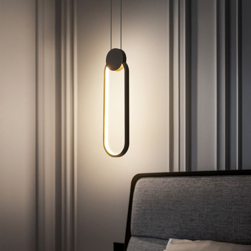 Luz de techo colgante de anillo Ligera colgante moderna Candelera de orbe de metal en acabado negro