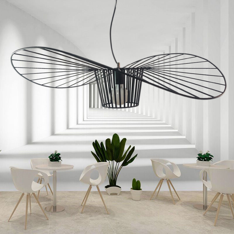 Pendants contemporains, luminaire suspendu de paille en métal moderne 1-Light