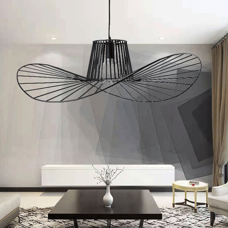 Pendants contemporains, luminaire suspendu de paille en métal moderne 1-Light