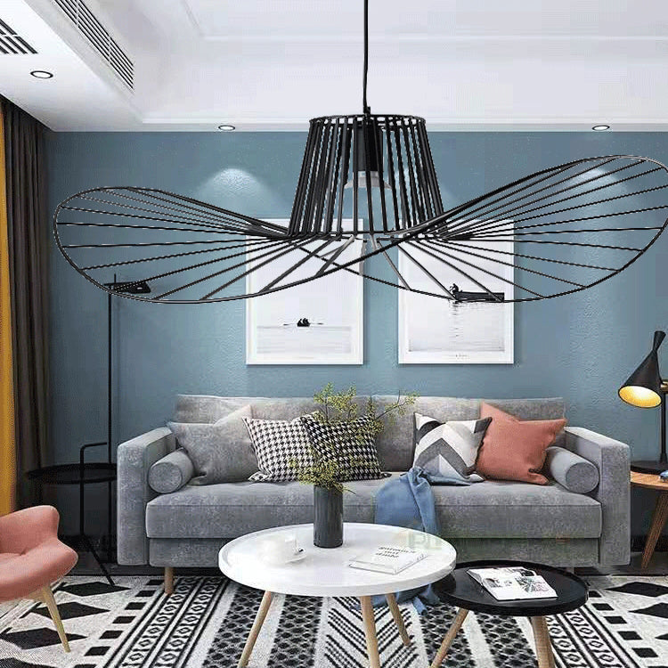 Pendants contemporains, luminaire suspendu de paille en métal moderne 1-Light